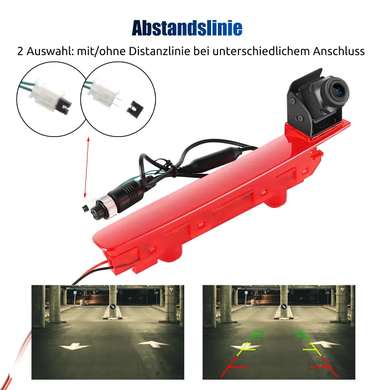 ESSGOO 170 Grad Rear View Reversing Camera for VW Transporter T5 T6 3rd Brake Light Double Doors 8M IP68 Waterproof Nigh image 3