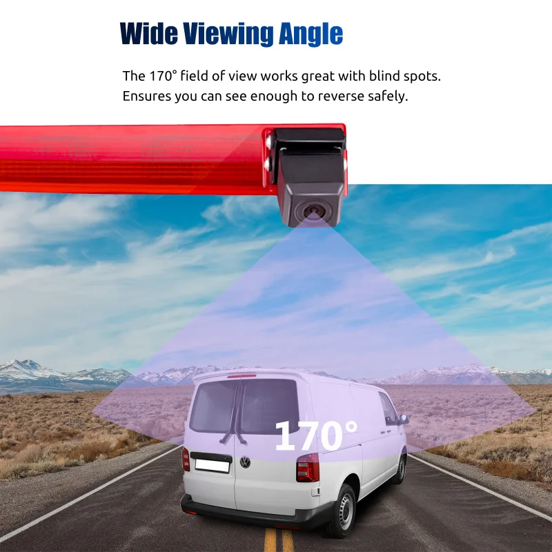 ESSGOO 170 Grad Rear View Reversing Camera for VW Transporter T5 T6 3rd Brake Light Double Doors 8M IP68 Waterproof Nigh image 5