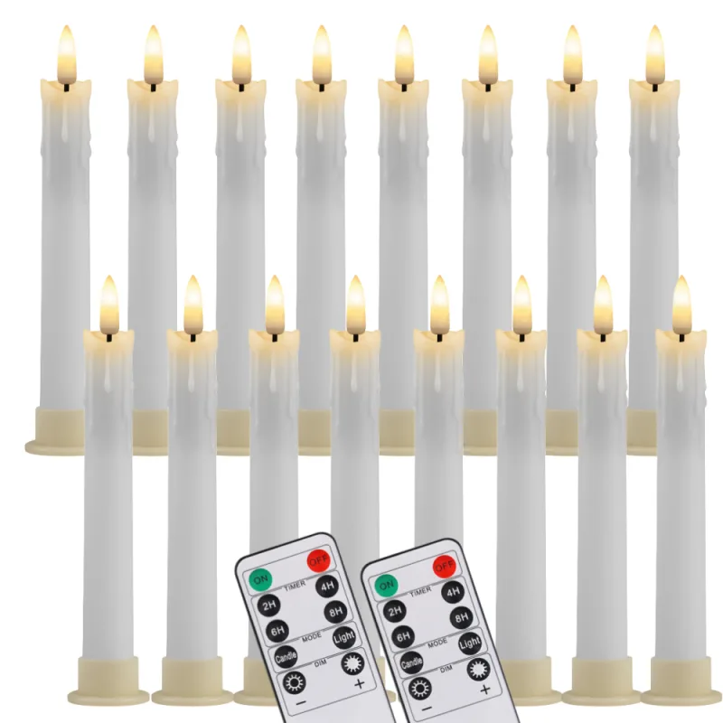 6.6in LED Flameless Taper Candles (Set of 12) image 1