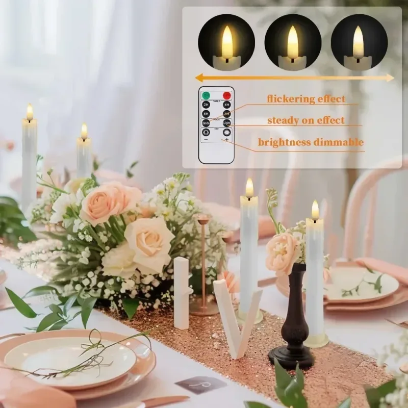 6.6in LED Flameless Taper Candles (Set of 12) image 2