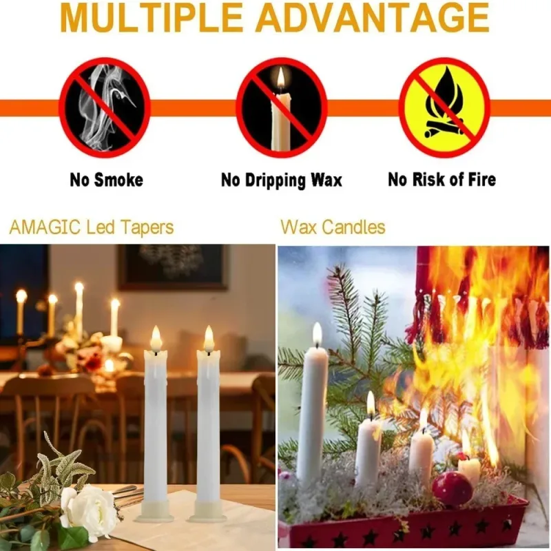 6.6in LED Flameless Taper Candles (Set of 12) image 4