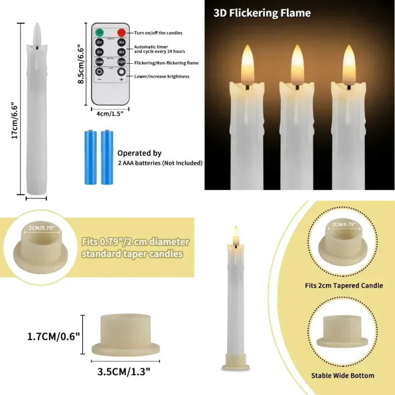 6.6in LED Flameless Taper Candles (Set of 12) image 5