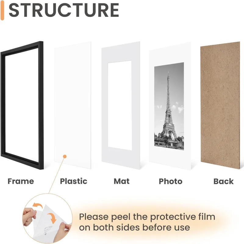 Versatile photo frames in different sizes, suitable for wall or table display, modern design, suitable for home (Black) image 3