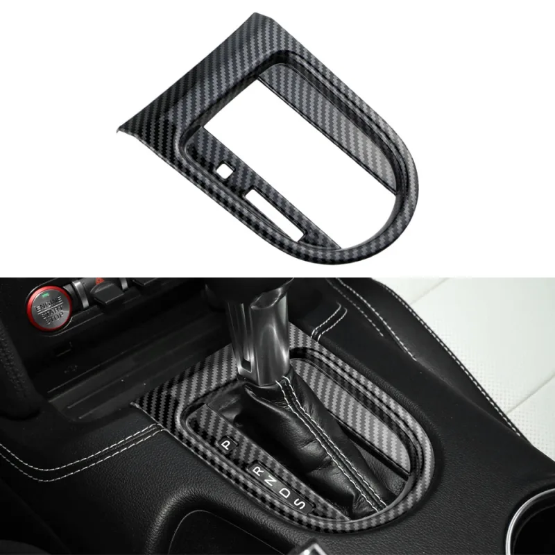 ABS Carbon Fiber Interior Center Gear Shift Frame Cover Panel for Ford Mustang 2016-2022 LHD AT Gear Shift Panel Protective Trim - image 1
