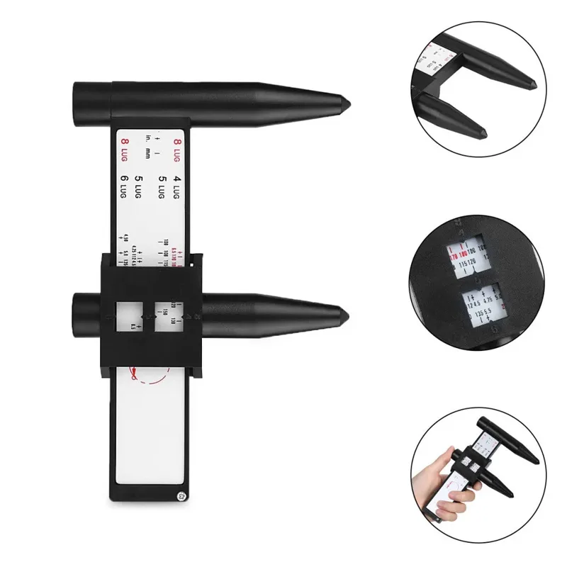 Wheel Rim Bolt Pattern Sliding PCD Measuring Tool Gauge Ruler 8 Holes PCD Ruler Lugs Hub Pitch Measurement Tool image 3