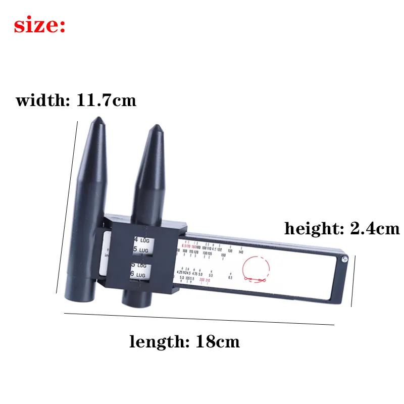 Wheel Rim Bolt Pattern Sliding PCD Measuring Tool Gauge Ruler 8 Holes PCD Ruler Lugs Hub Pitch Measurement Tool image 4