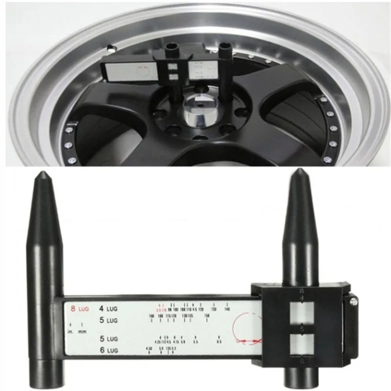 Wheel Rim Bolt Pattern Sliding PCD Measuring Tool Gauge Ruler 8 Holes PCD Ruler Lugs Hub Pitch Measurement Tool image 6