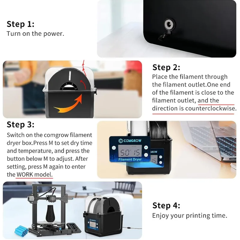 Comgrow 2 Rolls Filament Dehydrator Spool Holder Filaments Dry Box for 1.75mm, 2.85mm ABS PLA PETG TPU FDM Material 3D P