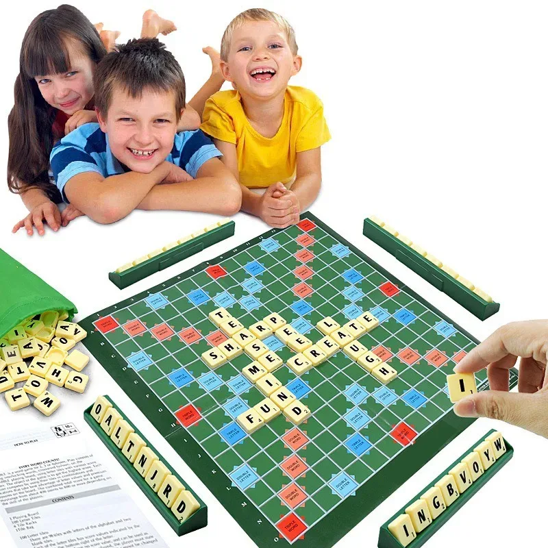 2-4 People English Spelling Solitaire Box Alphabet Chess Educational Toys Travel English Alphabet Scrabble Puzzle Board  image 1