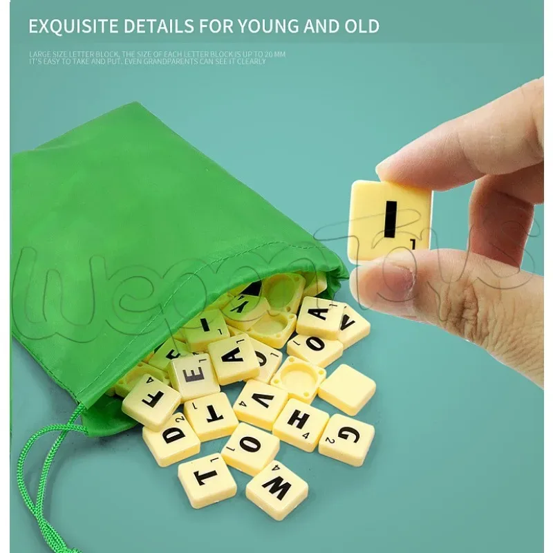 2-4 People English Spelling Solitaire Box Alphabet Chess Educational Toys Travel English Alphabet Scrabble Puzzle Board  image 3
