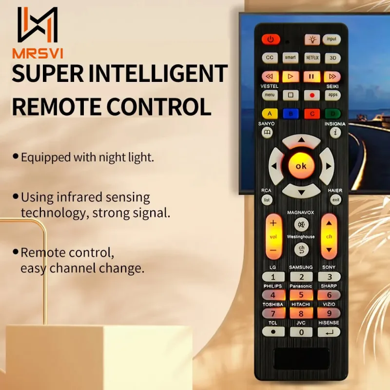 MRSVI Universal Replcement Remote Control RC-G008 With Backlight For Multiple Television Models Universal Infrared TV image 1
