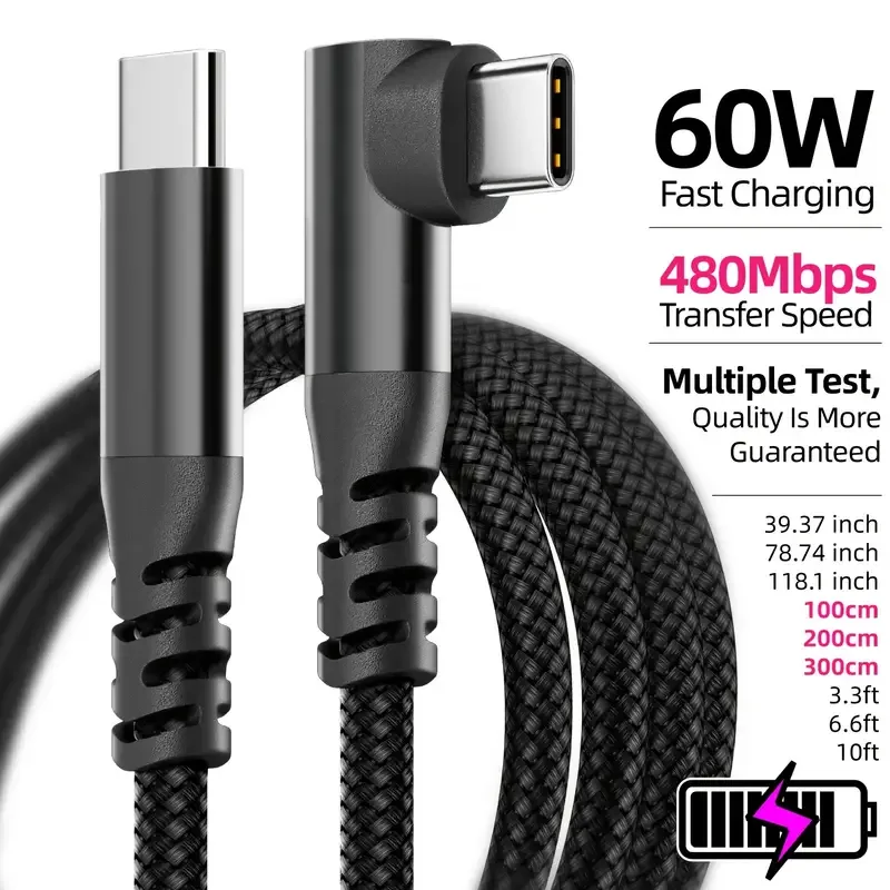 LAIHONEN 1PC USB C Cable 1M 2M 3M 10FT USB C Data Transfer 60W PD Fast Charging Cable for iPhone 15 15Plus 15Pro Max image 2