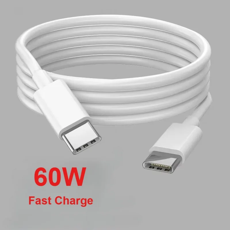 PD 60W USB C to USB Type C Cable Fast Charge Data Cable For Iphone 16 16Pro Huawei Samsung Xiaomi Data Line  White 1M 1. image 1