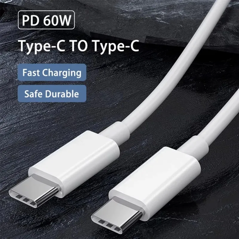 PD 60W USB C to USB Type C Cable Fast Charge Data Cable For Iphone 16 16Pro Huawei Samsung Xiaomi Data Line  White 1M 1. image 4