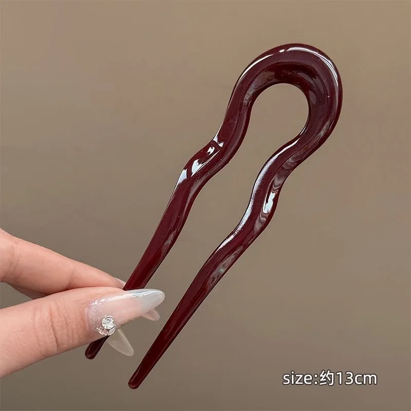 U-Shaped Hair Fork Fashion Tortoiseshell Acetate Hairpin Geometric Design Headwear Hair Sticks Women Girls