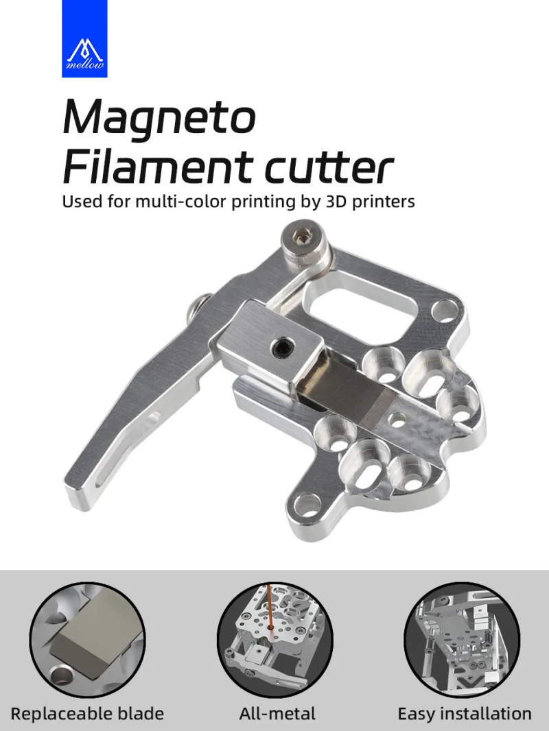 Mellow CNC Aluminum Magneto Filament Cutter For Printhead Bracket – Compatible with Goliath, Crazy Dragon Hotends & VZ Extruder detail 1