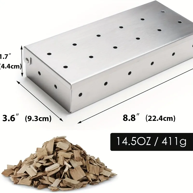 Stainless Steel Smoker Box for Gas BBQ, Wood Chip Smoker, Meat Smoker, Outdoor Cooking Tool, No Power Required bbq acces image 2