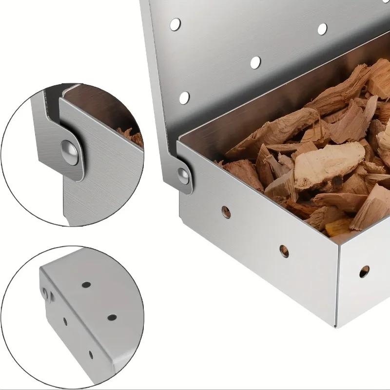 Stainless Steel Smoker Box for Gas BBQ, Wood Chip Smoker, Meat Smoker, Outdoor Cooking Tool, No Power Required bbq acces image 4
