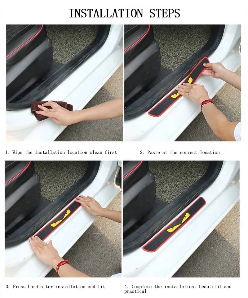 4Pcs For CMAX C MAX C-Max 2012 2013 2015 2016 2017 2018 2019 2020 2021 2022 Car Door Threshold Sill Sticker Decal Protector detail 7