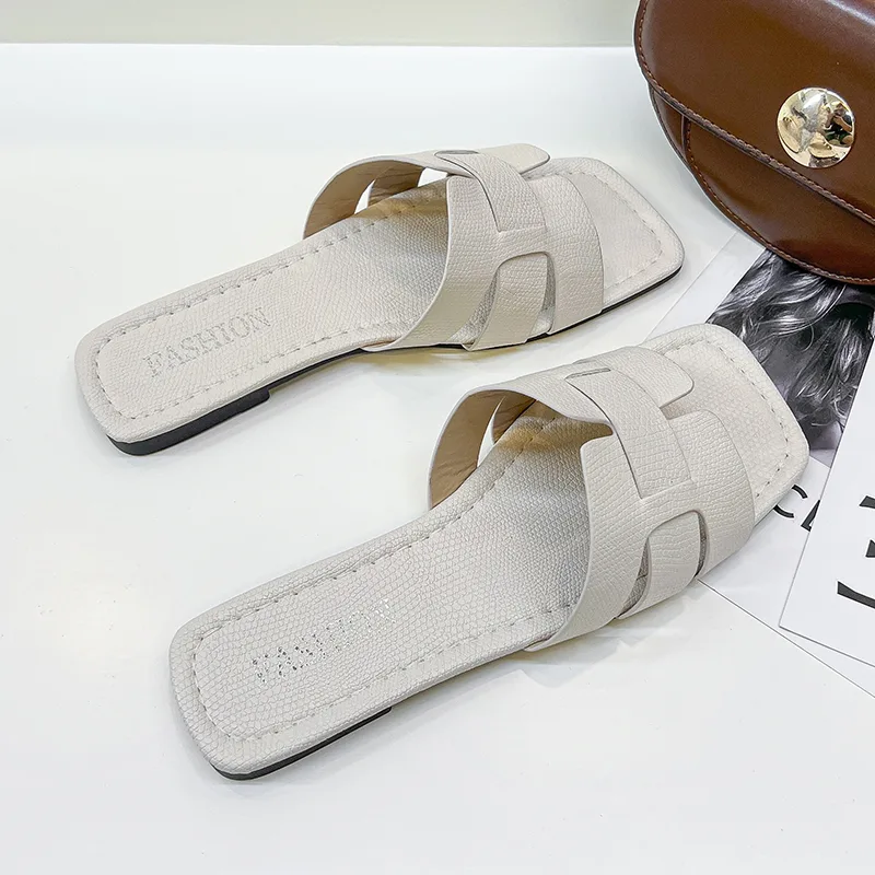 Summer Women's Leather Flat Sandals Exposed Heel Beach Shoes Couple's Slip-On Casual Footwear Comfortable Foot Fashion Sandals - image 2