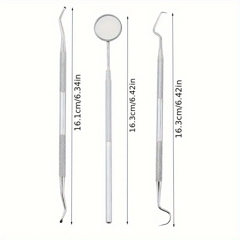 Stainless Steel Oral Hygiene Tooth Tool Kit With Mouth Mirror, Scaler & Pick Tools, Non-Slip Patterned Handle Teeth Clea image 4