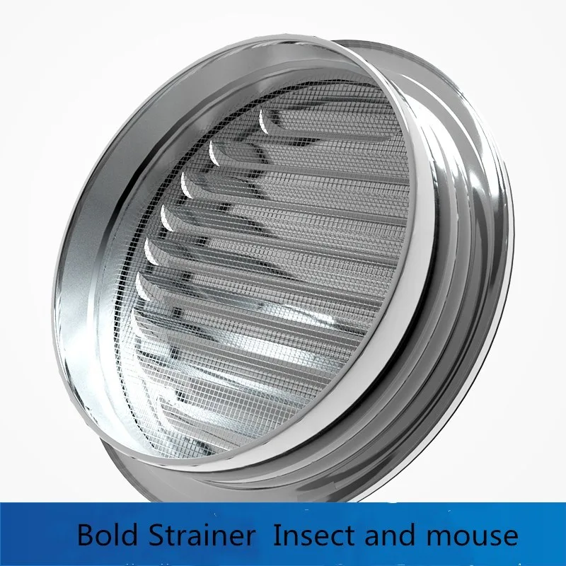 Stainless steel Exterior wall air outlet vent grille 70-200mm round duct cap air ventilation cover hole plug ventilation image 2