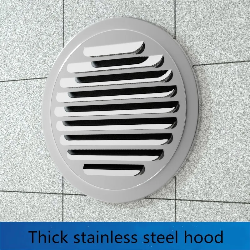 Stainless steel Exterior wall air outlet vent grille 70-200mm round duct cap air ventilation cover hole plug ventilation image 3