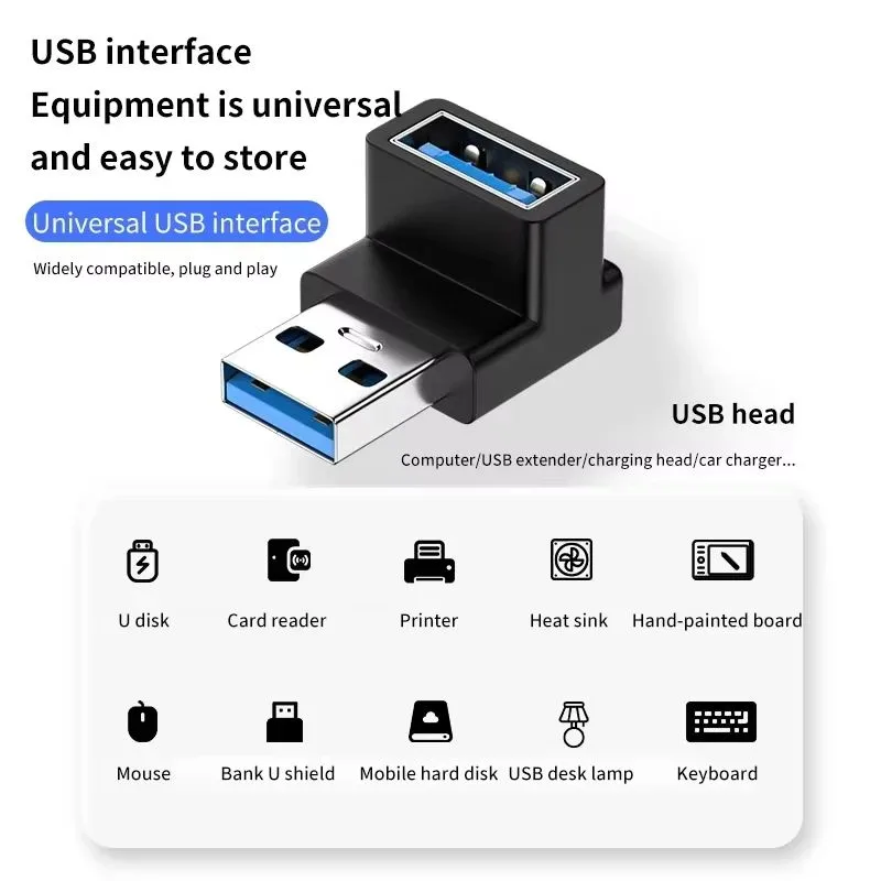 USB3.0 90 Degree Male To Female Extension Adapter USB Upward Elbow Right Angle Connector 10Gbps For Laptop PC Computer C image 4