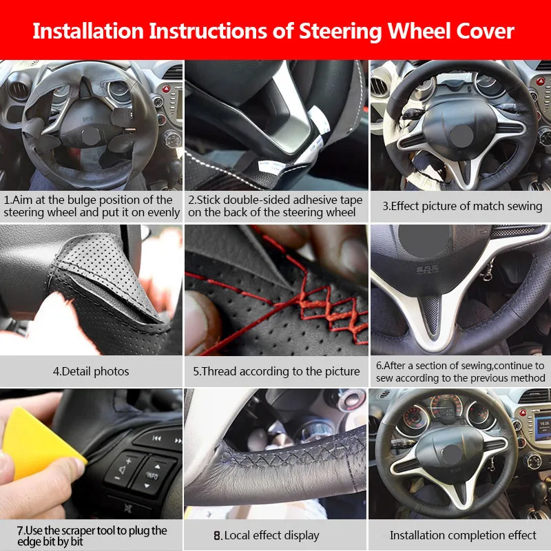 Braids Cover on Steering Wheel For Mercedes Benz S Class W222 2017 2018 2019 2020 Sedan DIY Hand-stitched Suede Leather Black - image 6