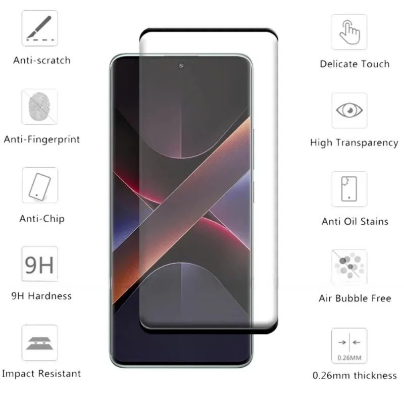 4PCS For Poco X7 Glass Poco X6 Tempered Glass 9H 9H HD Full Curved Cover Phone Protective Screen Protector For Poco X7 PocoX6 X5 detail 2