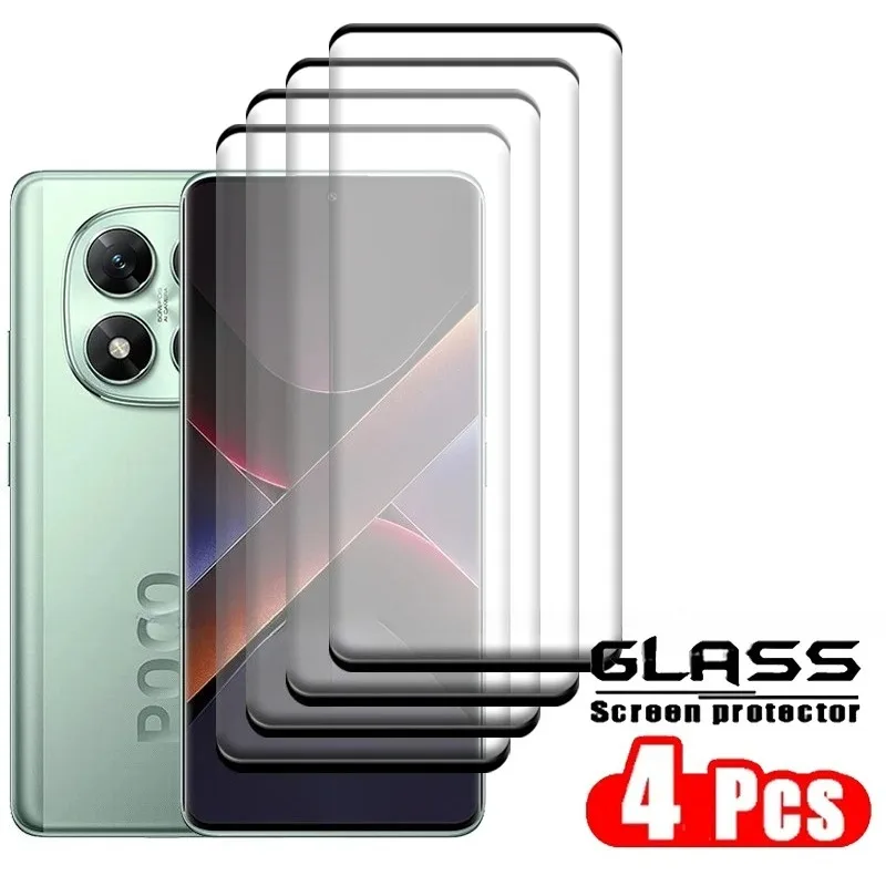 4PCS For Poco X7 Glass Poco X6 Tempered Glass 9H 9H HD Full Curved Cover Phone Protective Screen Protector For Poco X7 PocoX6 X5 detail 7