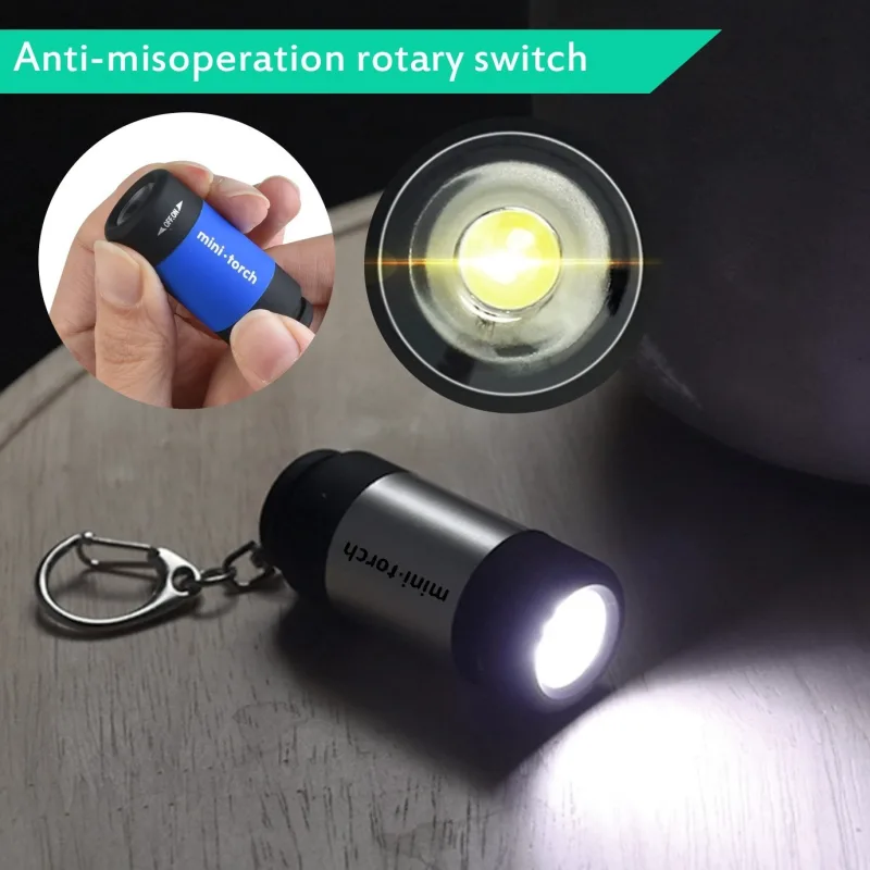 USB Rechargeable LED Pocket Keychain Flashlight Multifunctional Strong Light Waterproof for Outdoor Hiking Camping Mini image 3