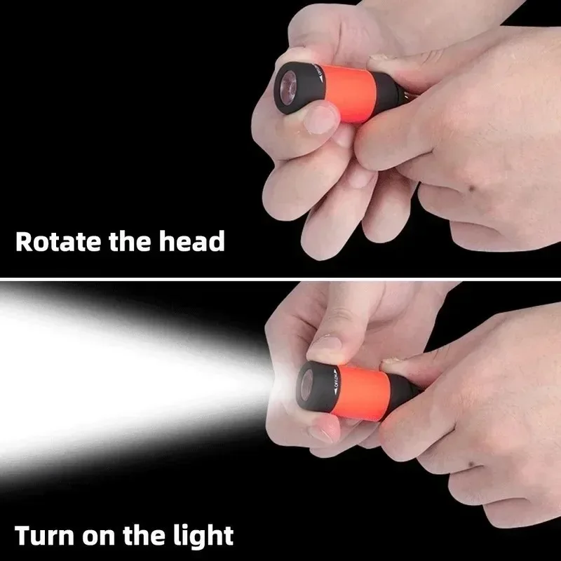 USB Rechargeable LED Pocket Keychain Flashlight Multifunctional Strong Light Waterproof for Outdoor Hiking Camping Mini image 4