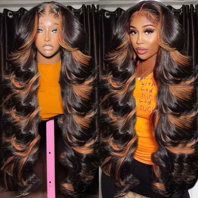 FB 30 Body Wave 13x4 13x6 HD Transparent Lace Full Frontal Wigs Colored Body Wave Human Hair Lace Wigs For Women 220 Den image 1