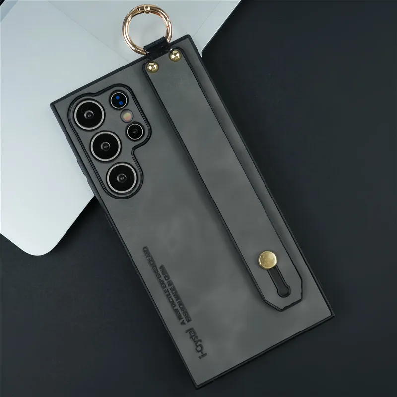 Suede Lambskin Leather Wrist Strap Phone Case For Samsung S26 Ultra S24 S23 S22 S21 Plus Shockproof Cover For Samsung S25 Ultra - image 1