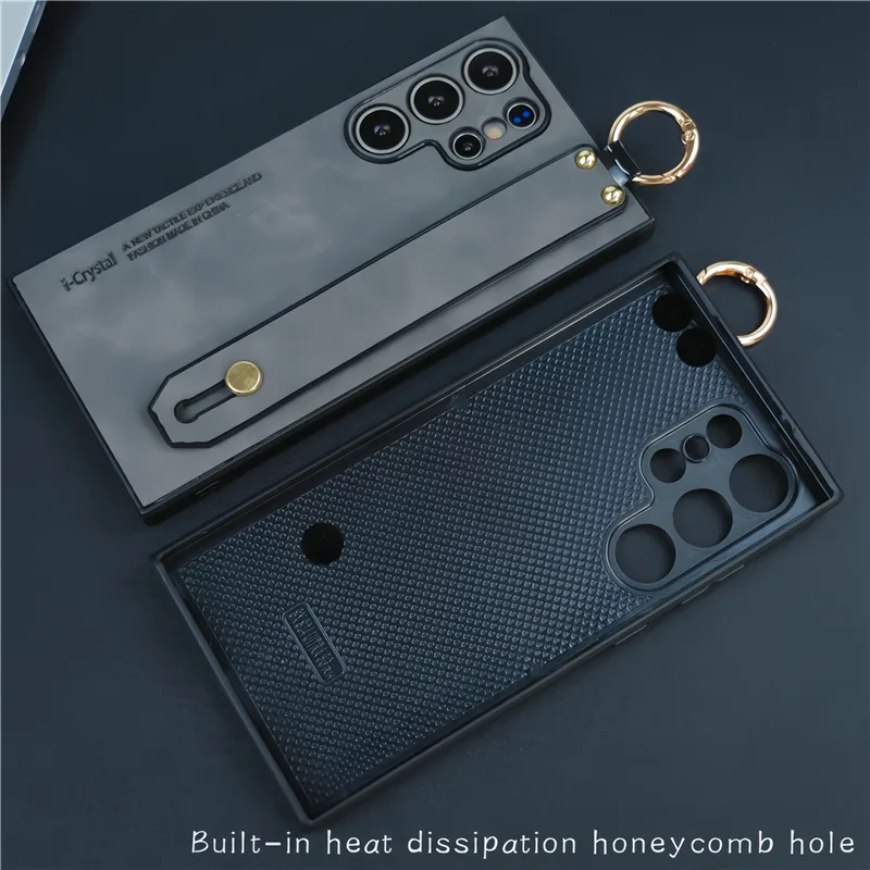 Suede Lambskin Leather Wrist Strap Phone Case For Samsung S26 Ultra S24 S23 S22 S21 Plus Shockproof Cover For Samsung S25 Ultra - image 5