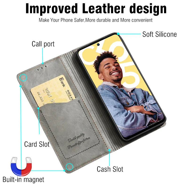 Magnetic Button Flip Case On For Tecno Camon 40 Pro 20 19 30 18 P 18P 30s Pro Premier Neo 4G 5G Phone Cover Leather Wallet Shell - image 5