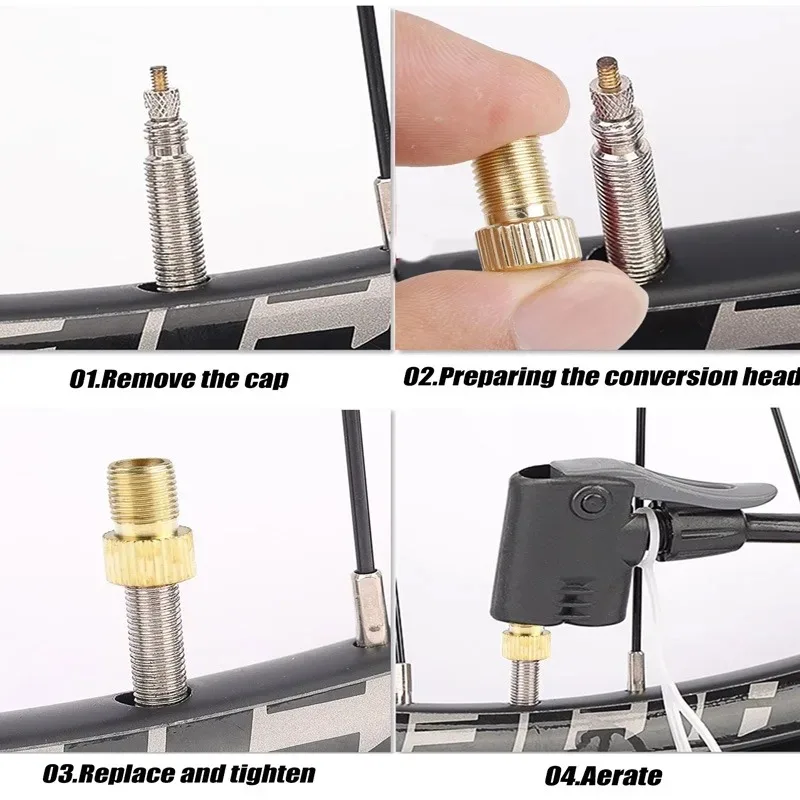 8-2pcs Bicycle Valve Pump Adapter Bike Valve Converter Presta To Schrader Convert Nozzle Inflation Adaptor Bicycle Acces image 5