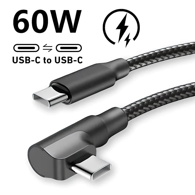 90 Degree Elbow USB C Fast Charge Cable For iPhone 17 16 15 Pro Max Samsung Xiaomi Redmi POCO OnePlus Nylon Braided Type image 1