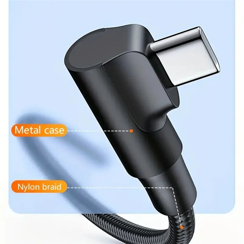 90 Degree Elbow USB C Fast Charge Cable For iPhone 17 16 15 Pro Max Samsung Xiaomi Redmi POCO OnePlus Nylon Braided Type image 2