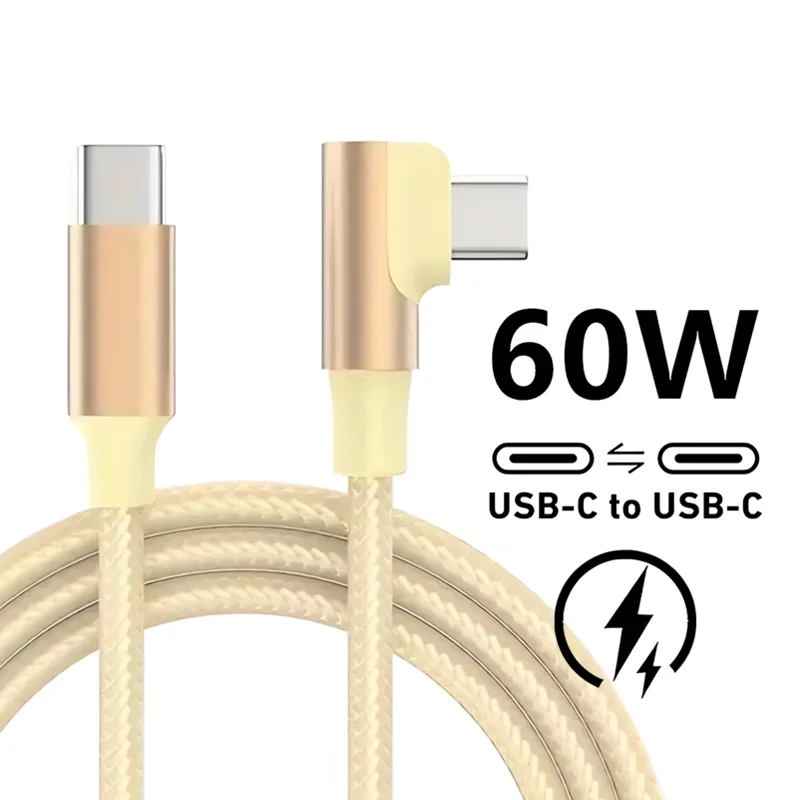 90 Degree Elbow USB C Fast Charge Cable For iPhone 17 16 15 Pro Max Samsung Xiaomi Redmi POCO OnePlus Nylon Braided Type image 5