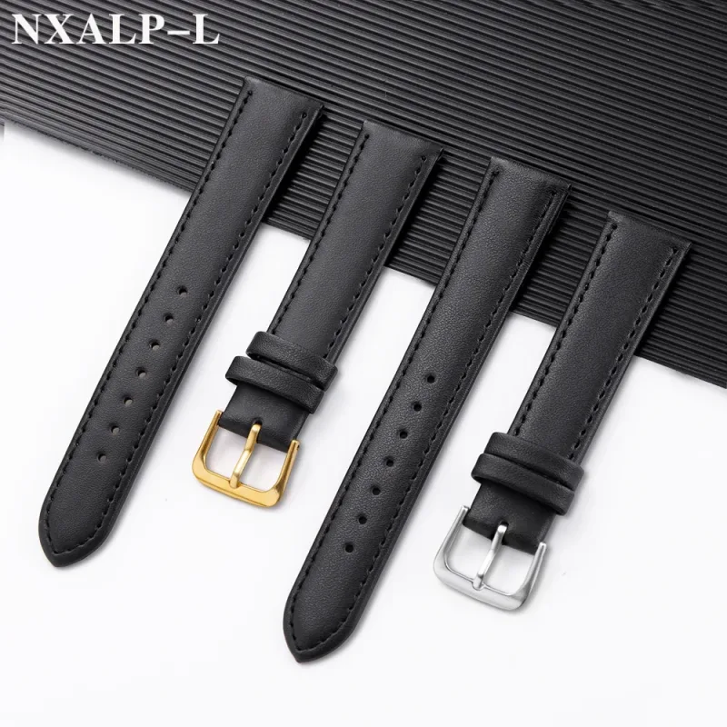 Universal Wristband Ultra-Thin Leather Watch Band 8mm 10mm 12mm 14mm 16mm 18mm 20mm 22mm 24mm PU Leather Straps for Men  image 1