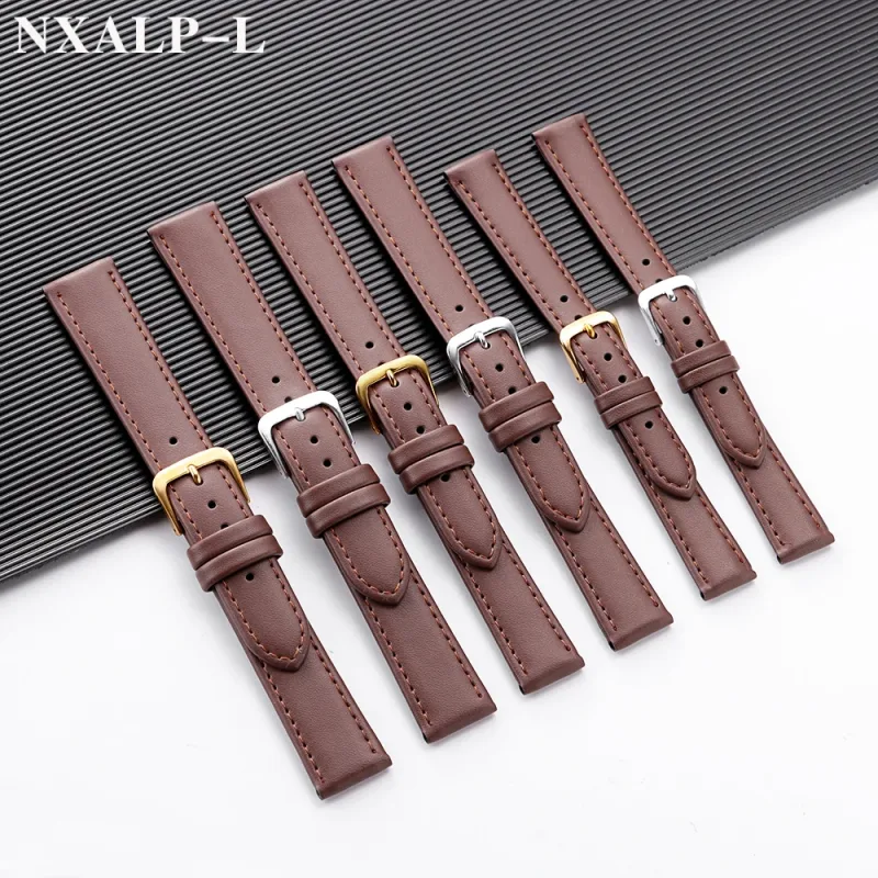 Universal Wristband Ultra-Thin Leather Watch Band 8mm 10mm 12mm 14mm 16mm 18mm 20mm 22mm 24mm PU Leather Straps for Men  image 4