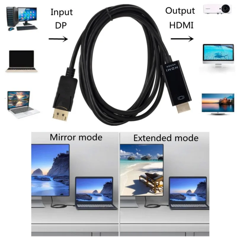 1.8M DP To HDMI-compatible Cable 4k DisplayPort To HD Adapter Male To Female DisplayPort To HDTV Converter for Monitor P image 2