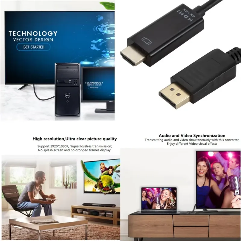 1.8M DP To HDMI-compatible Cable 4k DisplayPort To HD Adapter Male To Female DisplayPort To HDTV Converter for Monitor P image 4