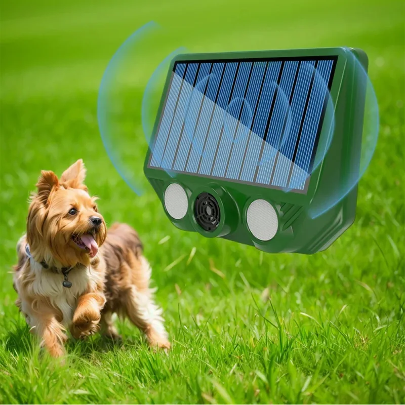 Ultrasonic Cat Dog Repellant with Red White Flash Light Waterproof Solar Powered Animal Deterrent for Orchard/Greenhouse image 4