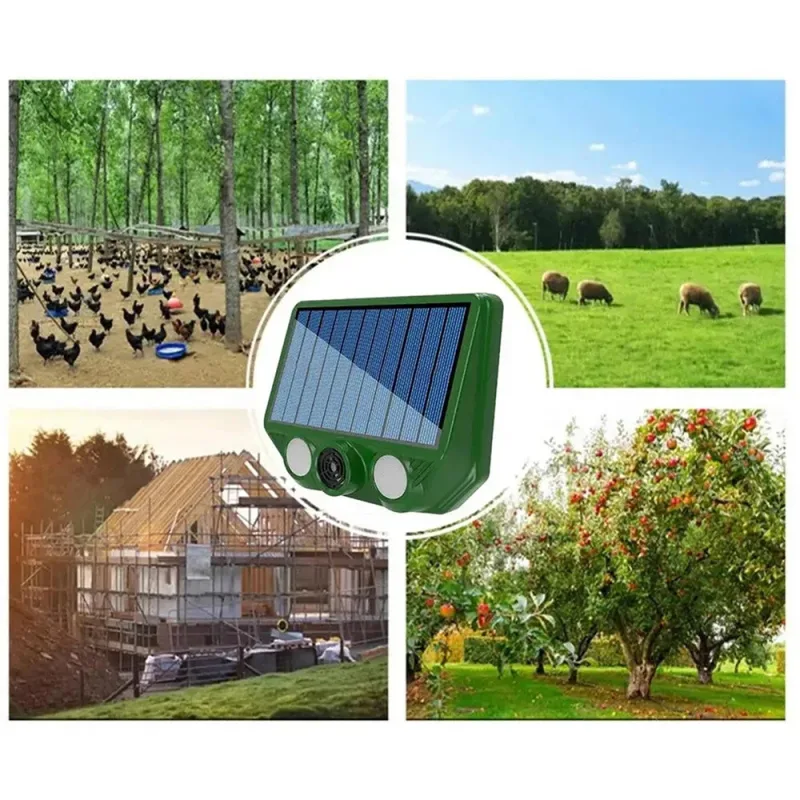 Ultrasonic Cat Dog Repellant with Red White Flash Light Waterproof Solar Powered Animal Deterrent for Orchard/Greenhouse image 6