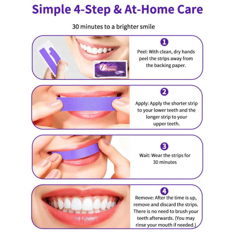 Purple Teeth Whitening Strip No Sensitive Teeth Bleaching Strip Colour Corrector Instant Teeth Clean Strip,At-Home Teeth image 5