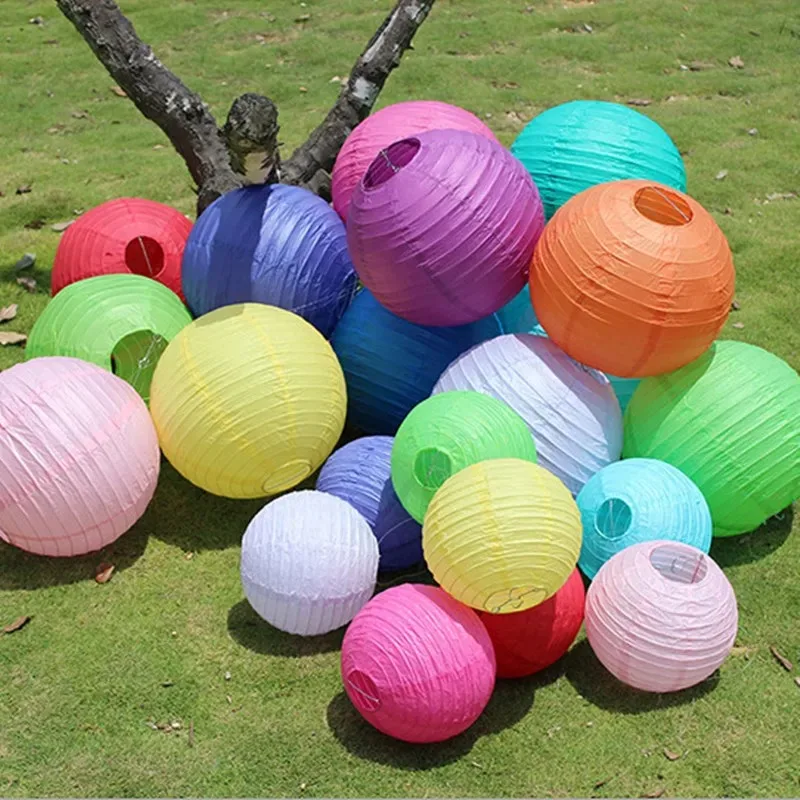 4-6-8-10-12-14-16inch Round Chinese Paper Lanterns Birthday Wedding Decor Gift Craft DIY White Hanging Lantern Ball Supp image 4