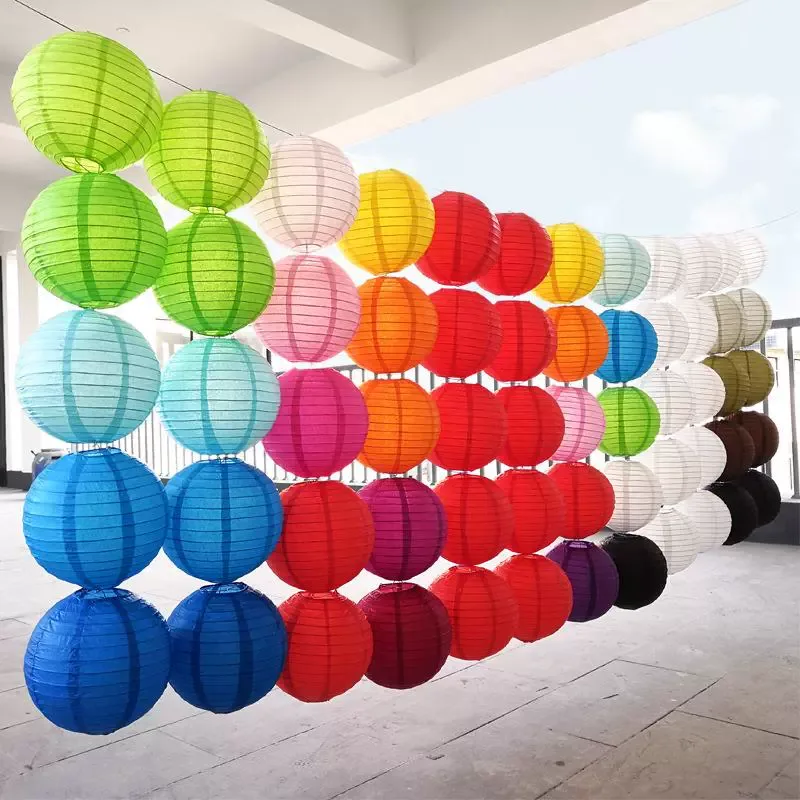 4-6-8-10-12-14-16inch Round Chinese Paper Lanterns Birthday Wedding Decor Gift Craft DIY White Hanging Lantern Ball Supp image 5
